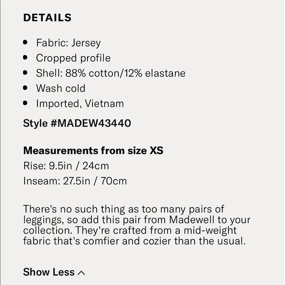 NEW • Madewell • High Rise Ankle Leggings Black - Picture 3 of 5